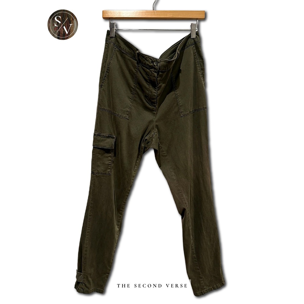 J. Jill Olive Green Cargo Pants Women Size 16 Tall Stretch Utility Military